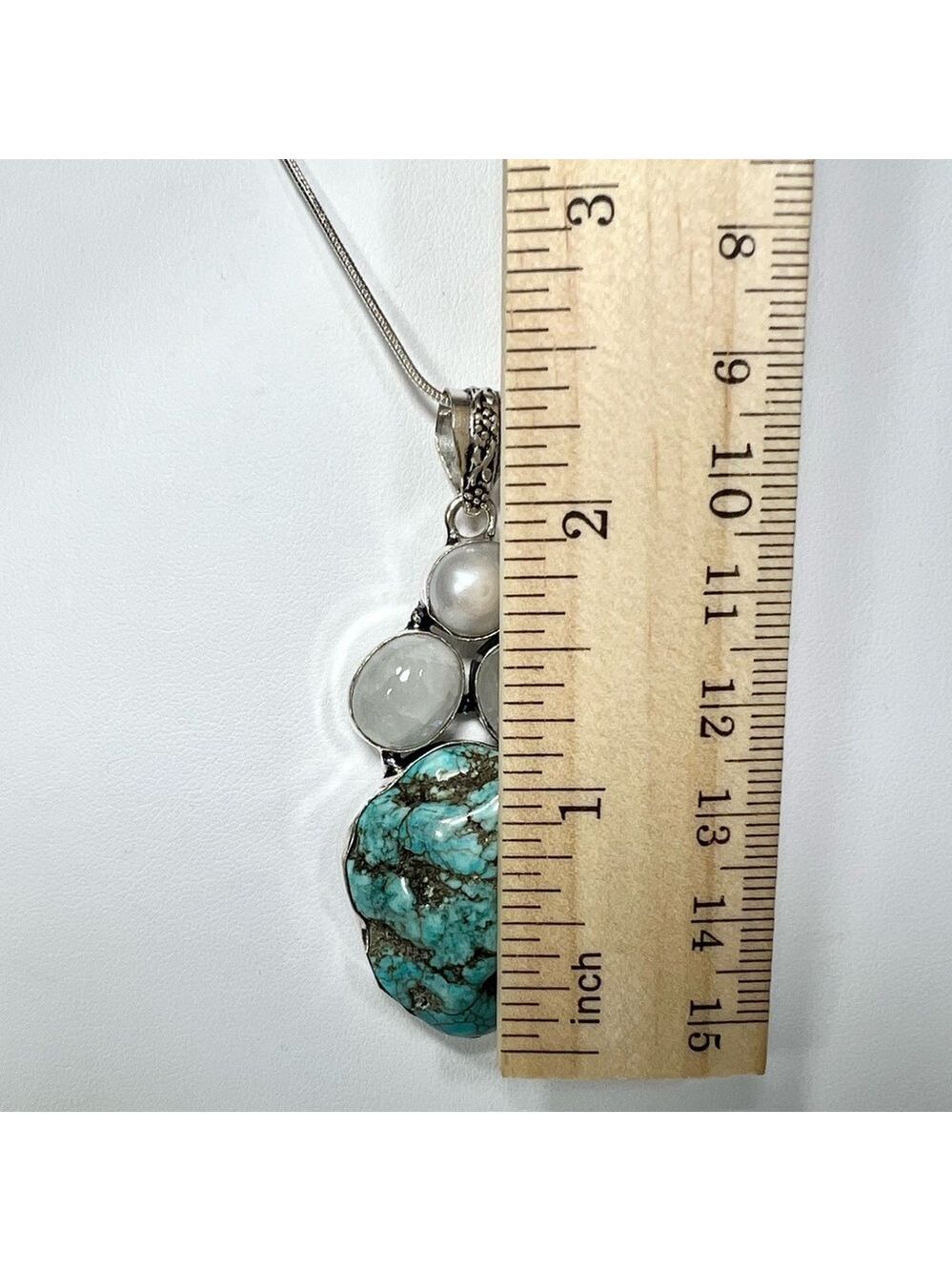Rough Turquoise Moonstone 925 Gemstone Pendant ONLY - Picture 4 of 6